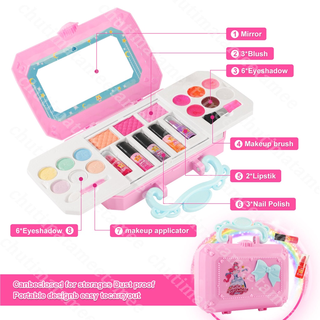 เครื่องสำอางเด็ก ชุดแต่งหน้าของเล่นเด็กผู้หญิง ชุดแต่งหน้าเด็กลายเจ้าหญิงดิสนีย์ Disney Mini Box Make Up For Kids Girl