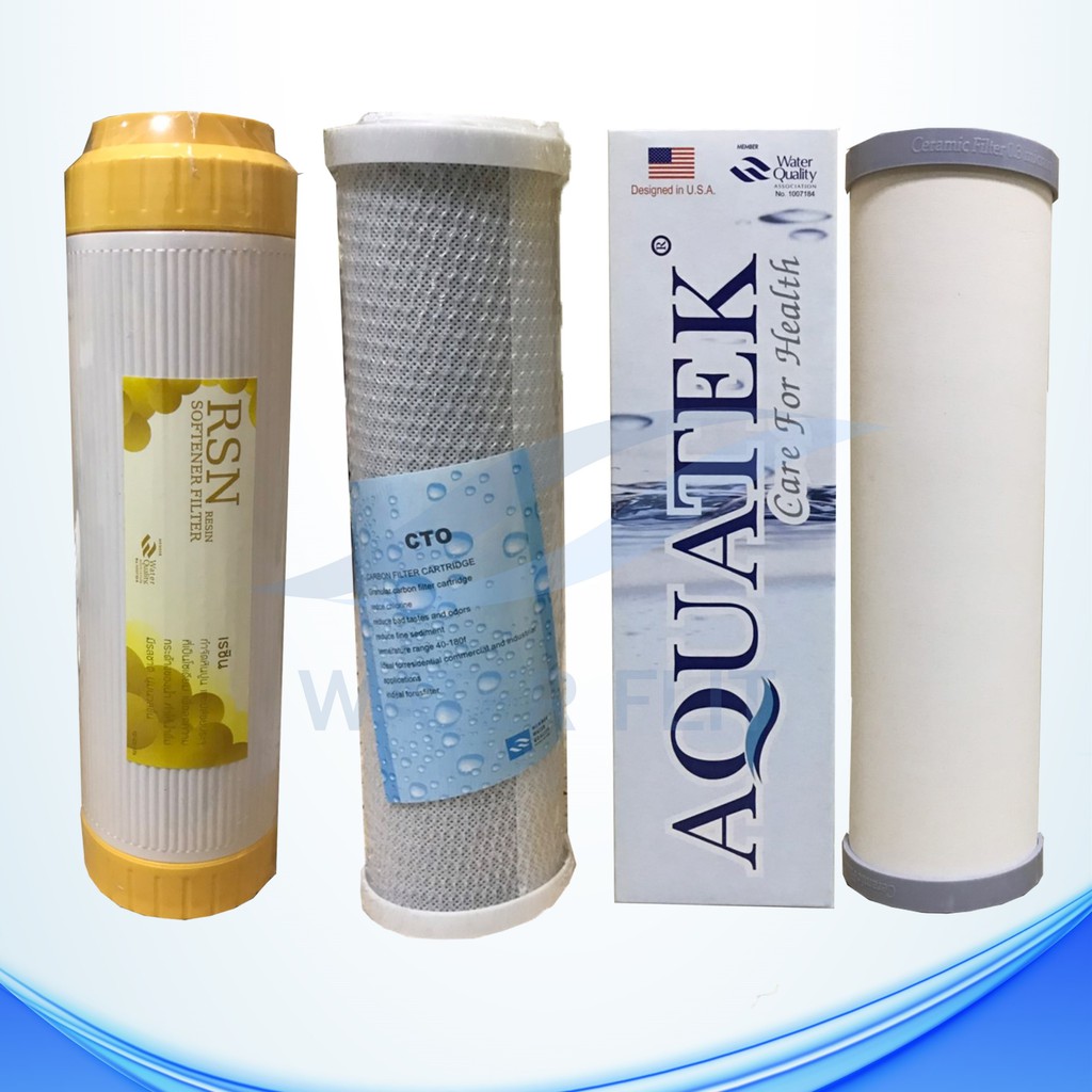 ชุดไส้กรองน้ำดื่ม 3 ขั้นตอน ไส้กรองCERAMIC 0.3 MICRON 10 นิ้ว(อ้วน) / CTO Carbon Filter 10 นิ้ว/ Resin Softener ขนาด 10