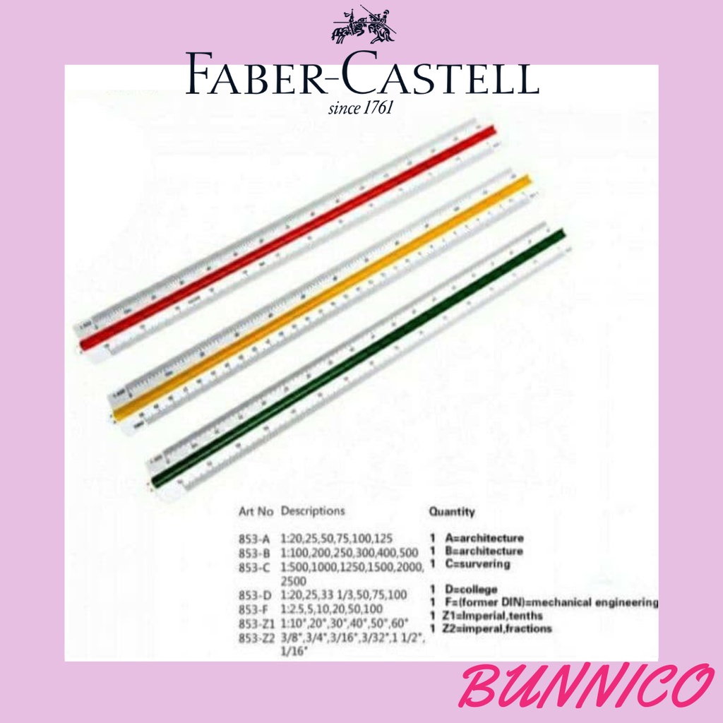Faber Castell ( Type A / C / Z2) ไม้บรรทัดขนาดลดสามเหลี่ยมสถาปัตยกรรม