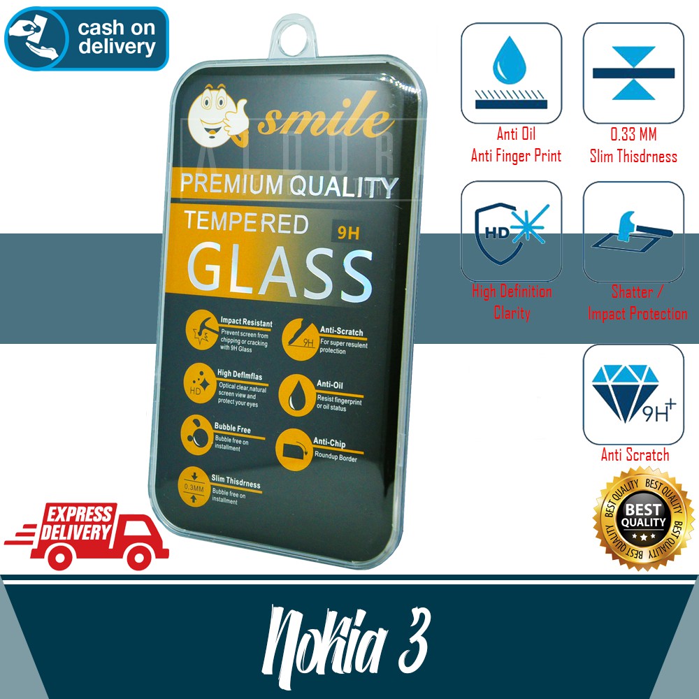 Nokia 3 Clear Tempered Glass Anti-Scratch Premium Quality Smile Glass