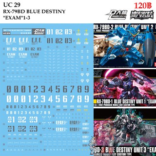 ดีคอลน้ำ [D.L. Darlin] UC29 RX-79BD BLUE DESTINY " EXAM " 1-3 HG 1/144 Water Decal UC 29