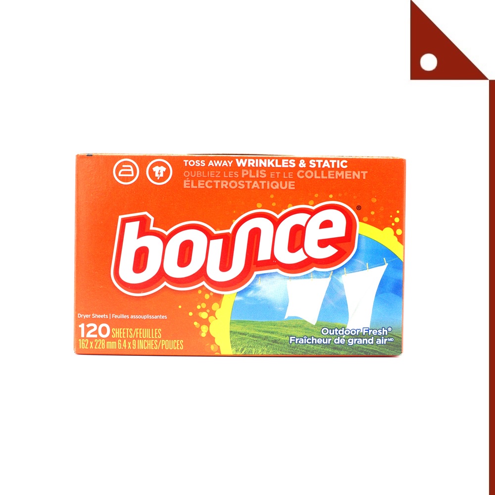 Bounce : BOU0006* แผ่นอบผ้า แผ่นปรับผ้านุ่ม Fresh Dryer Sheet, Outdoor Fresh 120 Count