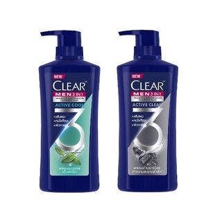 Clear Men เคลียร์ เมน 3in1 แชมพู บอดี้วอช สำหรับผู้ชาย เพื่อเส้นผม หนังศีรษะ และผิวกาย เย็นสดชื่น 435 มล.