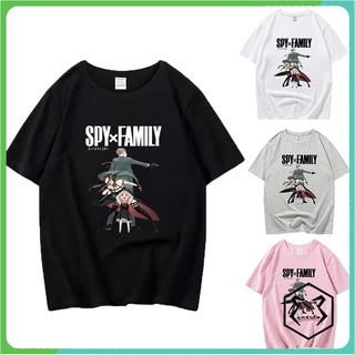 คอตต้อนคอกลม【hot sale】Spy x Family เสื้อยืดแขนสั้น พิมพ์ลายการ์ตูนอนิเมะ Spy X Family Anya Smug แฟชั่นฤดูร้อนS-5XL