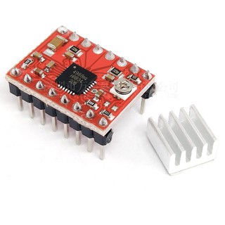 A4988 Stepping Motor Driver มอเตอร์ ไดรเวอร์ สีแดง A4988 Stepper Motor Driver Module (for 3D Printer) + Heatsink