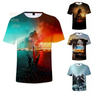 ภาพยนตร์ Godzilla Vs. เสื้อยืดลําลอง Unisex แขนสั้น พิมพ์ลาย King Of Monsters Godzilla King Kong