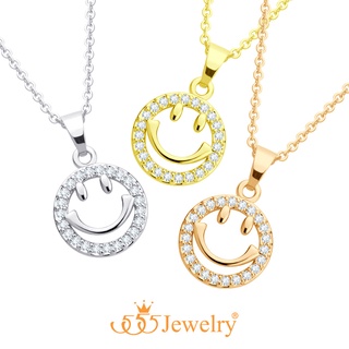 555jewelry สร้อยคอพร้อมจี้ ดีไซน์แฟชั่น สวย รูปหน้ายิ้ม ประดับเพชร CZ สำหรับผู้หญิง รุ่น MNC-BN069 (P3)