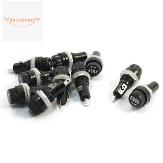 10Pcs 10A AC 250V 5mm x 20mm Panel Mounted Plastic Fuse Holder Socket TH