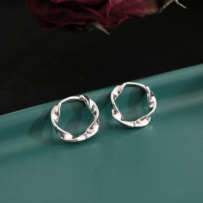 【binbingo】เครื่องประดับ 925 ต่างหูเงินแท้ 100% แป้นต่างหู earrings ต่างหูห่วงเงินแท้ ไม่ลอกไม่ดํา สไตล์เกาหลี 1 คู่/2 pc