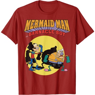 เสื้อยืดผ้าฝ้ายพรีเมี่ยม เสื้อยืด พิมพ์ลาย Nickelodeon Spongebob Mermaid สําหรับผู้ชาย