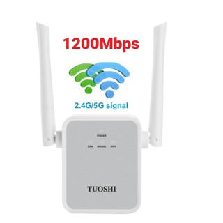 ขยายสัญญาณ Wifi 1200Mbps Dual band 2.4G+5GHz Wall Plug Wifi Repeater Wireless Signal Booster Range Extender