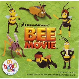 ปี2008 Mc Donald Happy Meal Bee Movie บี มูฟวี่ ครบชุด 6 ตัว ของใหม่อยู่ในถุง