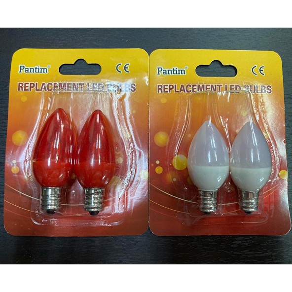 หลอดไฟ หลอดศาลเจ้า LED 0.5W ขั้ว E12 แพ็คคู่ แดง / ขาว