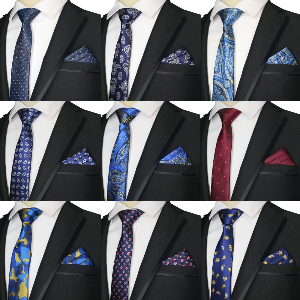 หรูหรา 6 ซม.Mens ผ้าเช็ดหน้า tie ชุดใหม่ paisley เนคไทกระเป๋าสแควร์คอ ties ชุดสําหรับงานแต่งงาน