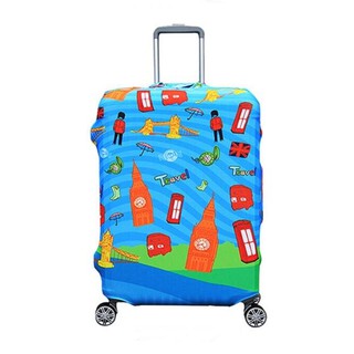 Chu Luggage  ผ้าคลุมกระเป๋าเดินทางลายทาเวล  รุ่น061  สีฟ้า