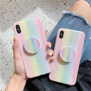 เคส iPhone 7Plus Ins เลเซอร์เคส iPhone 11 แพ็คเกจ iPhone XsMax หญิงวงเล็บ XR เคส 7 8 Plus