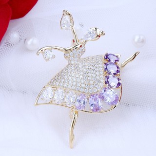 Miss Earring เข็มกลัดเพชรสาวน้อยบัลเล่ย์ Ballerina Brooch in purple