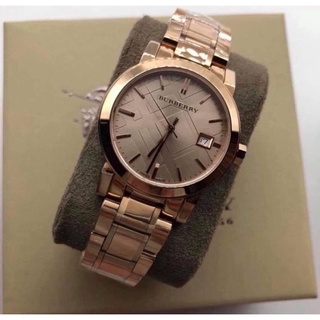 Burberry นาฬิกาข้อมือ Check Pattern Brown Dial Rose Gold รุ่น BU9005