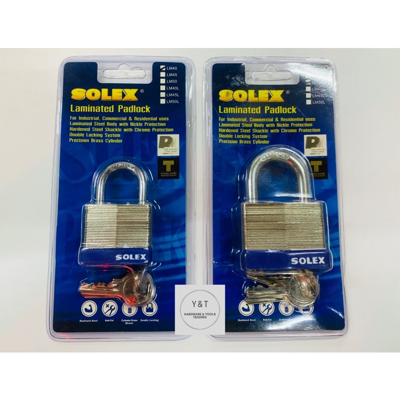 SOLEX LM กุญแจลามิเนต /Padlock Kunci Solex -LM40 (40mm) & LM50 (50mm)