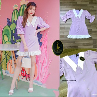 Lavender purple  dress เดรสแขนตุ๊กตา