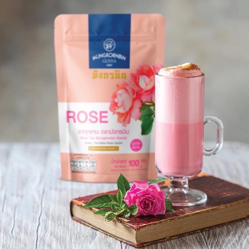 ชาอัญชัน ชากุหลาบ ตรามังกรบิน Tea with Butterfly Pea & Rose tea