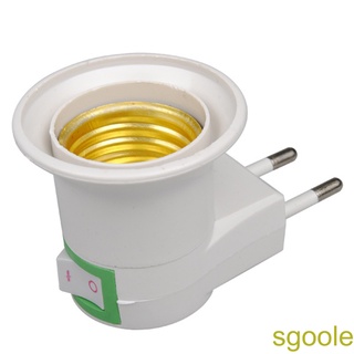 [sgoole]Lamp Base E27 LED Light Male Socket to EU Type Plug Adapter Converter for Bulb Holder with ON/OFF Button