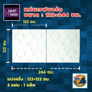 Wave Board เวฟบอร์ด ขนาด 122x122 ซม. หนา 15 มม.  แพ็คละ 2 แผ่น  mdf อัดลาย ผนัง 3D รองพื้นสีขาว ตกแต่งผนัง WB-84