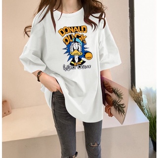 เสื้อยืดใหม่☬♚【Plus Size/40-150KG/5Colors】Disney Donald Duck Printed Soft Cotton Oversized Women Plus Size T-shirt Short