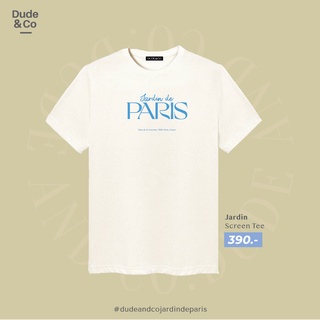 เสื้อยืดผ้าฝ้ายพิมพ์ลายขายดี สไตล์มินิมอล Dude and Co. - Jardin Blue เสื้อยืด คนดัง