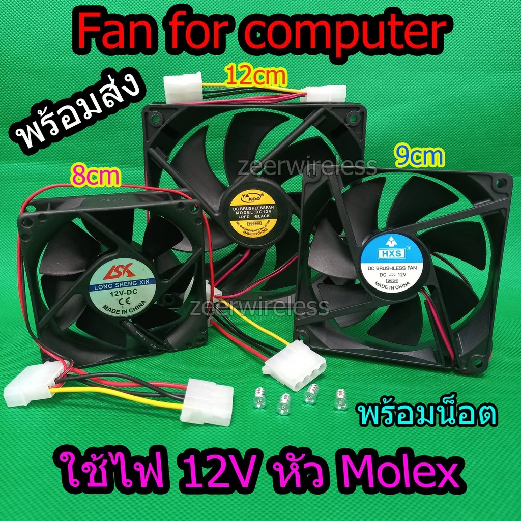 พัดลมคอมพิวเตอร์ พัดลมเคส ระบายความร้อน Fan Case พัดลม 8CM-9CM-12CM มีแบบให้เลือก
