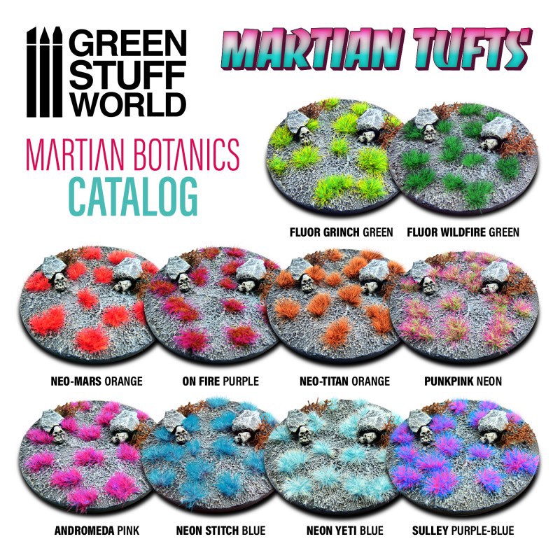พุ่มหญ้าโมเดล Martian Tufts หญ้าเรืองแสง UV Greenstuffworld จำนวน 75 พุ่ม ขนาด 6 mm