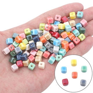 ลูกปัดเซรามิค ทรงสี่เหลี่ยม รู 2 มม. แฮนด์เมด สําหรับทําเครื…