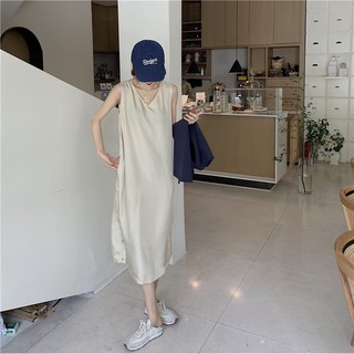 พร้อมส่ง ⭐️ minimal vest dress C1177 เดรสยาวแขนกุด เดรสยาวมินิมอล