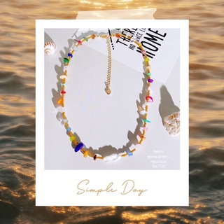 โชคเกอร์ หอย 🐚🌴🌺🌈🌊 สร้อยหินน่ารัก necklace chokers สร้อยลูกปัด อมยิ้ม Bohimian สร้อยหอย สร้อยมุก ดาราใส่ งานแบรนด์