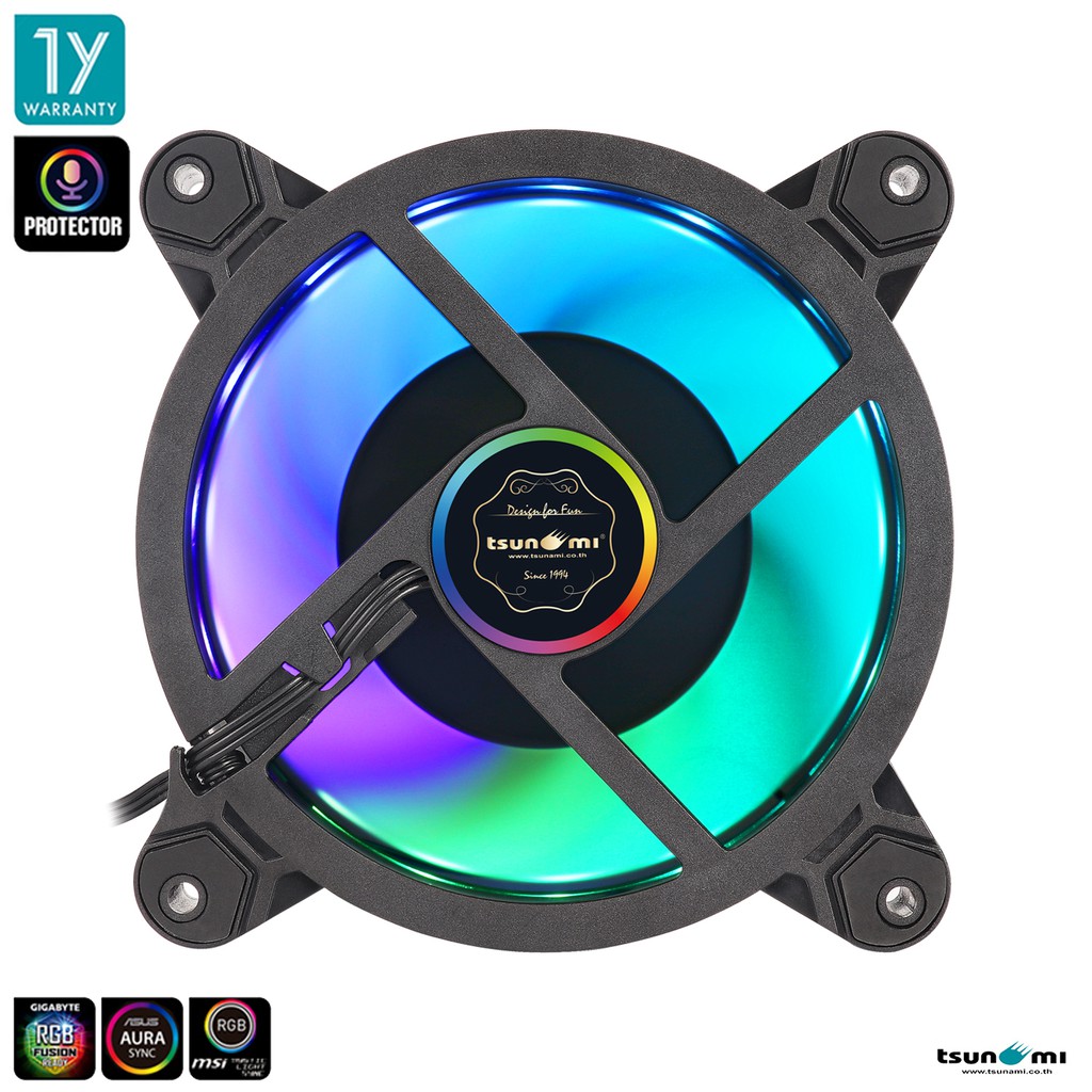 พัดลมระบายความร้อน Tsunami Protector 1262 Cooling Fan x5 (Additional Package) ARGB 12CM รับประกันสินค้า 1 ปี