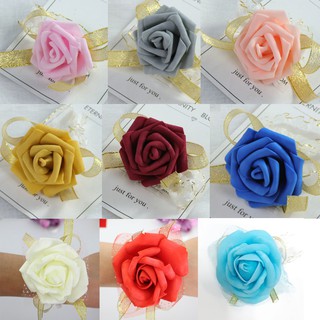 ส่งจากไทย ดอกไม้ผูกข้อมือเพื่อนเจ้าสาวพร้อมส่ง 10 สี