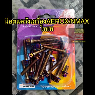 น็อตชุดแคร้งเครื่องAEROX/NMAX ไทเทเนี่ยม ครบชุด18ตัวหัวเจาะ