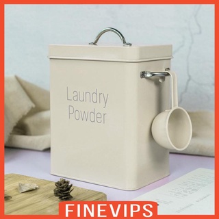 [Finevips] กล่องเก็บผงซักฟอก ดีบุก ข้าวสาร ขนาดใหญ่ พร้อมช้อนสีเขียว