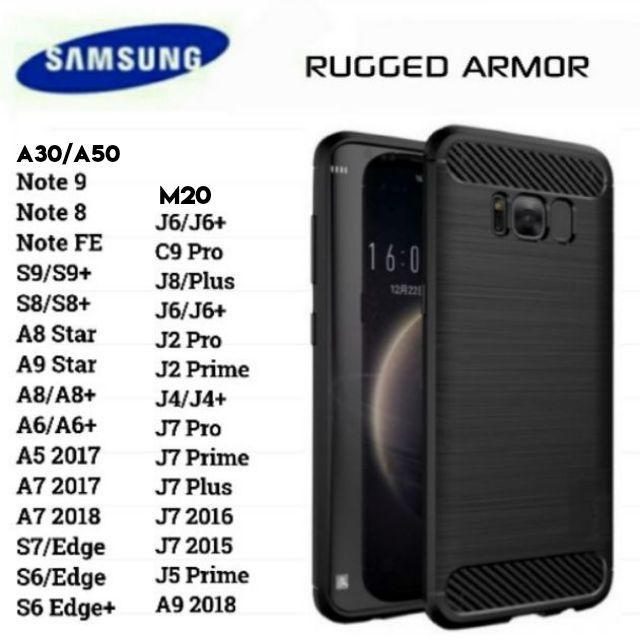 Samsung Galaxy A30 A50 M20 J2 J4 J6 A6 Plus Pro A8 A9 Star A7 2018 เคส Rugged Armor Carbon Fiber Soft TPU Case พร้อมส่ง