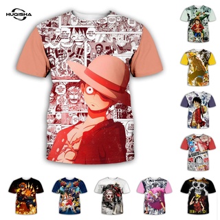 ใหม่เสื้อยืดลําลองแฟชั่นสําหรับผู้ชายผู้หญิงแขนสั้นลายการ์ตูน One Piece