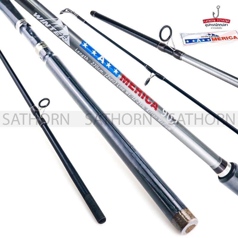 คันหน้าดิน WINTER A MERICA คันเบ็ดตกปลา 2 ท่อน คันสปินนิ่ง Line WT. :12-25lb Action : Medium ด้ามยาง
