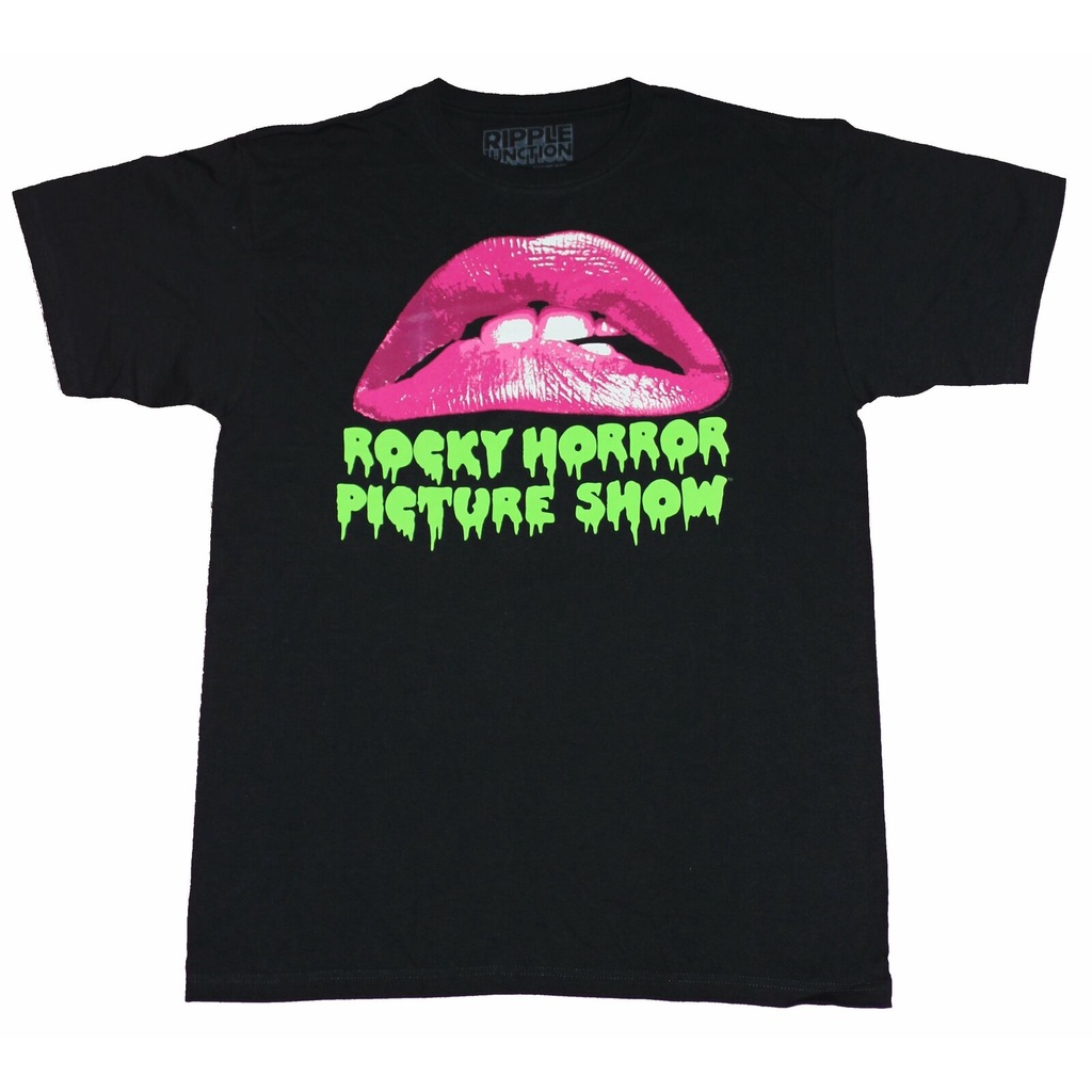 เสื้อยืดคอกลมเสื้อยืด พิมพ์ลาย Rocky Horror Picture Show Pink Lips สีเขียวS-5XL