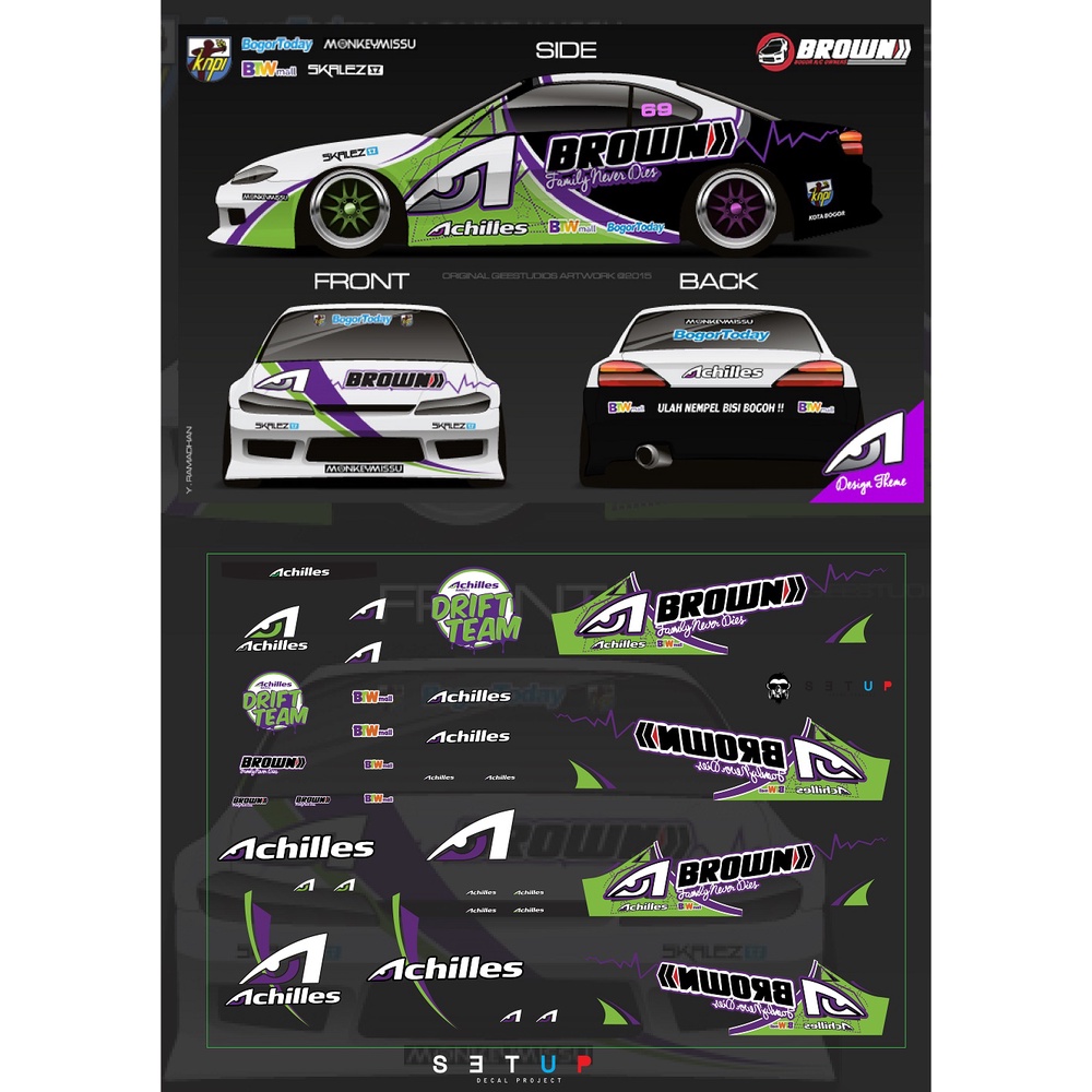 ดีคอล Achilles หมึกรองขาว ติดชิ้นงานได้ทุกสี ติดรถHot Wheels /Majorette 1:64 Decal  water slide