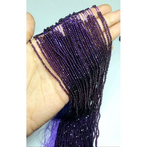 หินอเมทิสต์ พลอยอเมทิสต์ 1 เส้น 13.5" ขนาด 2 มม. เกรด AAA อะไหล่ร้อยเครื่องประดับ Amethyst Rondelle