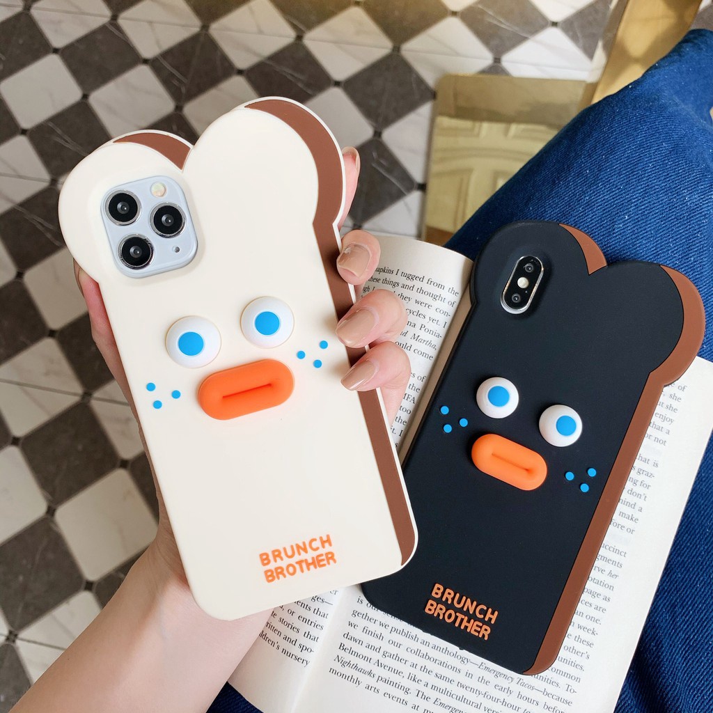✆Bread Monster Brunch Brother Cartoon Silicone Case For iphone 11 pro max 12 12Pro 12mini 12promax x xs max xr 7 8 6 6s