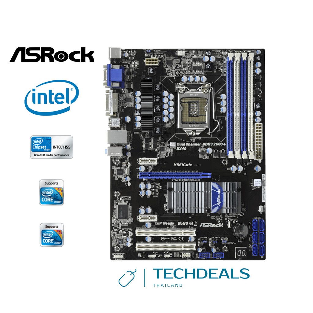 Mainboard Motherboards (เมนบอร์ด) Intel LGA 1156 Chipset H55 ASRock H55iCafe