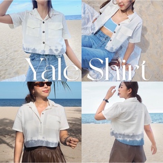 Yale/ เสื้อเชิ้ต ผ้าค้อตตอนลินิน เสื้อเชิ้ตผ้าฝ้าย