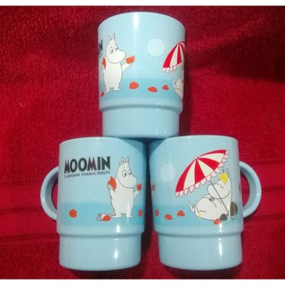 แก้วน้ำ ลายลิขสิทธิ์แท้มูมิน Moomin ป้องกันแบคทีเรีย สีฟ้า แพ็ค 3 ใบ