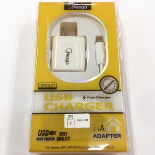 หัวชาร์จพร้อมสาย Apple Devices/Type-c/Micro USB 2.1A Meago MG201