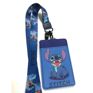 STITCH SM สายคล้องคอ สายคล้องบัตร ที่ใส่บัตร ซองใส่บัตร ที่ใส่บัตร พร้อมสายคล้องคอ ลาย STITCH SM งานดี สวยงาม  MANOPNEST